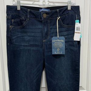 Democracy Jeans Womens 12 Petite 12P Black Ab Solution Tech Bootcut Whiskers NEW